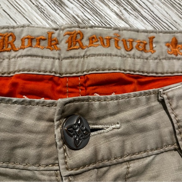 Rock Revival Khaki Cargo Shorts for Men - Picture 2 of 16